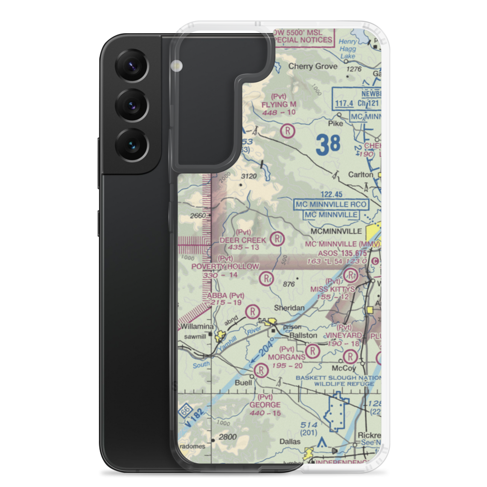 Mach-O Acres Airport (98OR) VFR Sectional Samsung Case Samsung Galaxy S22 Plus model shown