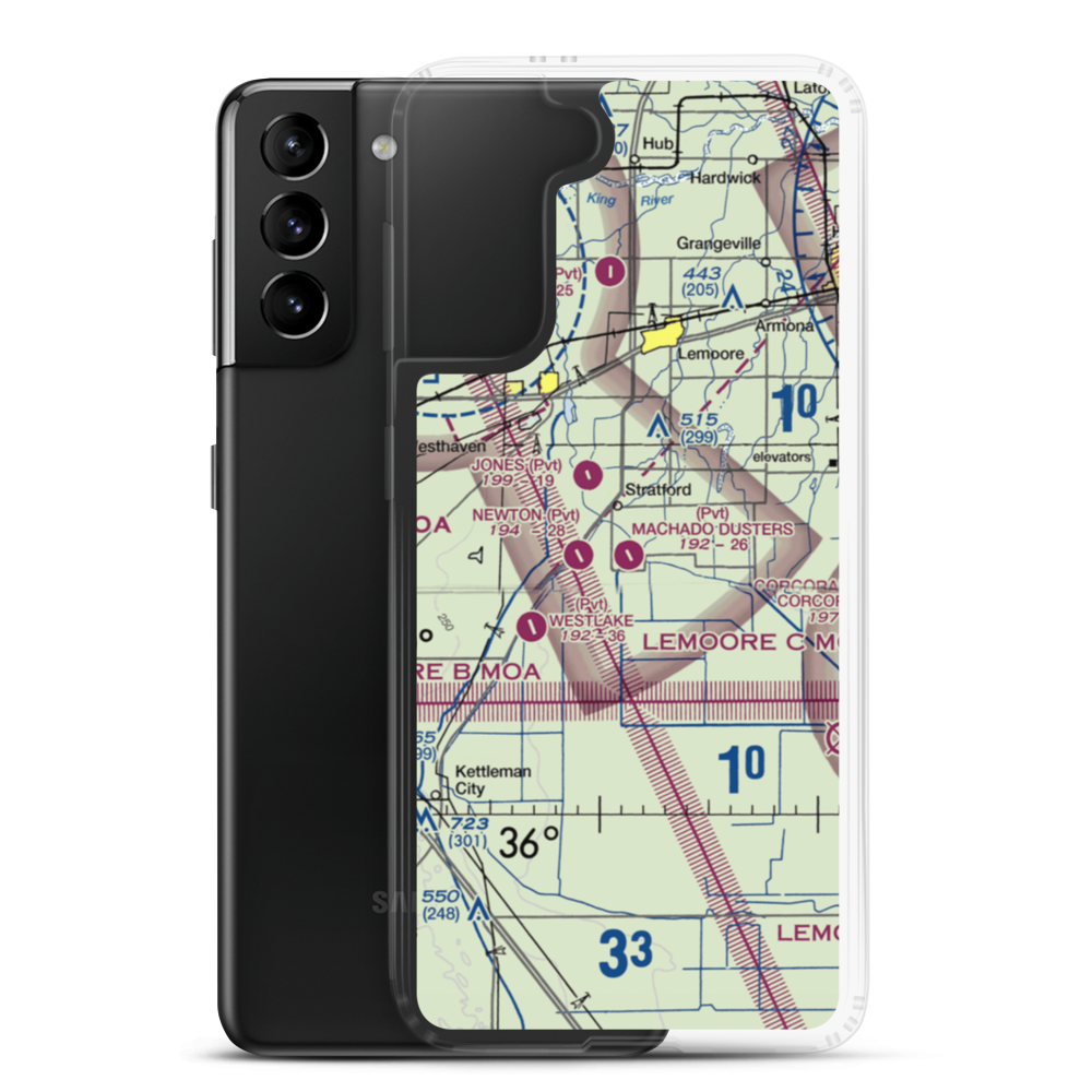 Machado Dusters Airport (CA05) VFR Sectional Samsung Case Samsung Galaxy S21 Plus model shown