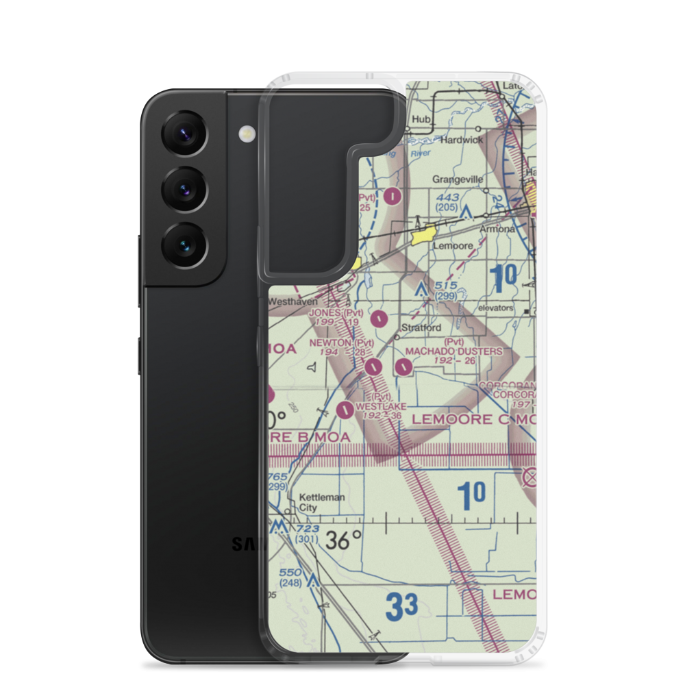 Machado Dusters Airport (CA05) VFR Sectional Samsung Case Samsung Galaxy S22 model shown
