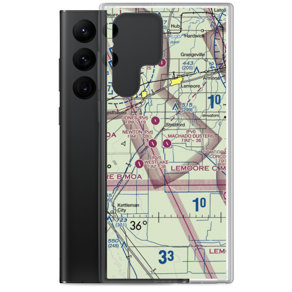 Machado Dusters Airport (CA05) VFR Sectional Samsung Case Samsung Galaxy S22 Ultra model shown