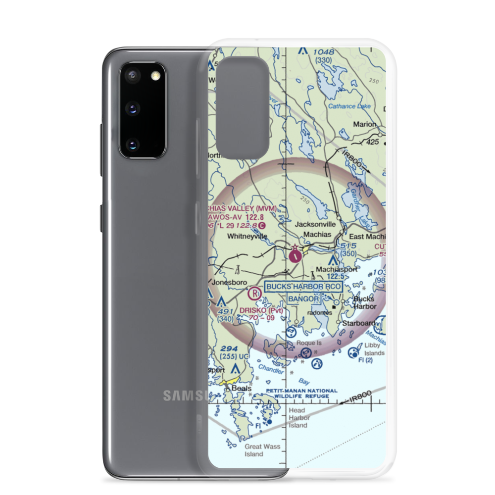 Machias Valley Airport (MVM) VFR Sectional Samsung Case Samsung Galaxy S20 model shown