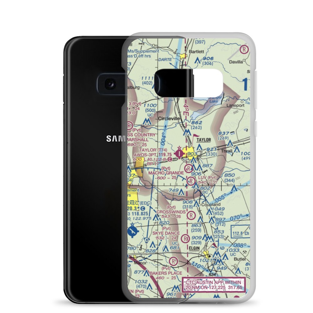 Macho Grande Airport (41XS) VFR Sectional Samsung Case Samsung Galaxy S10e model shown