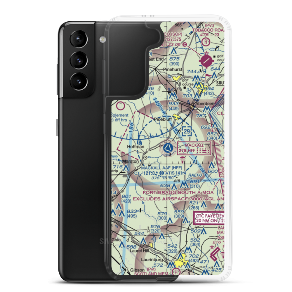 Mackall Army Air Field (HFF) VFR Sectional Samsung Case Samsung Galaxy S21 Plus model shown