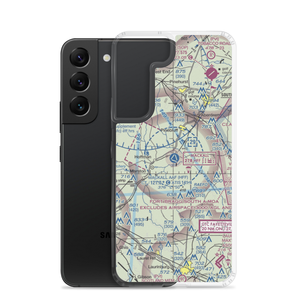 Mackall Army Air Field (HFF) VFR Sectional Samsung Case Samsung Galaxy S22 model shown