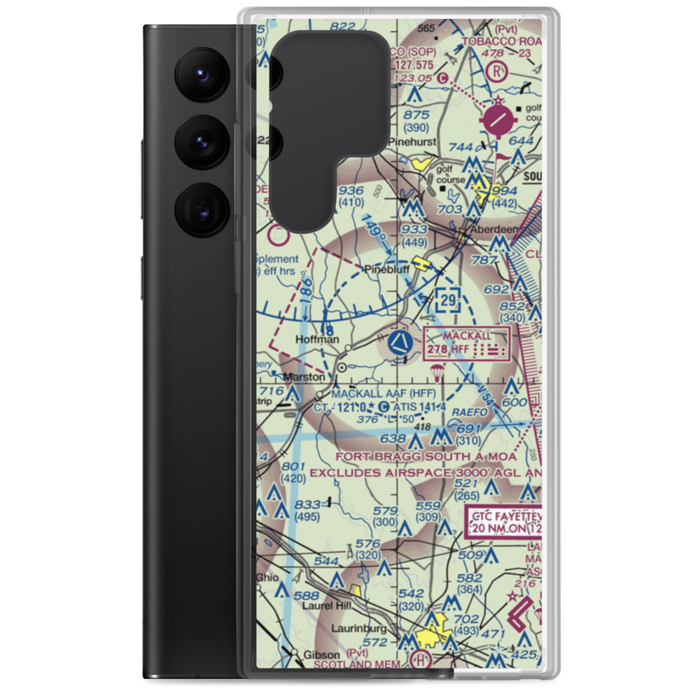 Mackall Army Air Field (HFF) VFR Sectional Samsung Case Samsung Galaxy S22 Ultra model shown