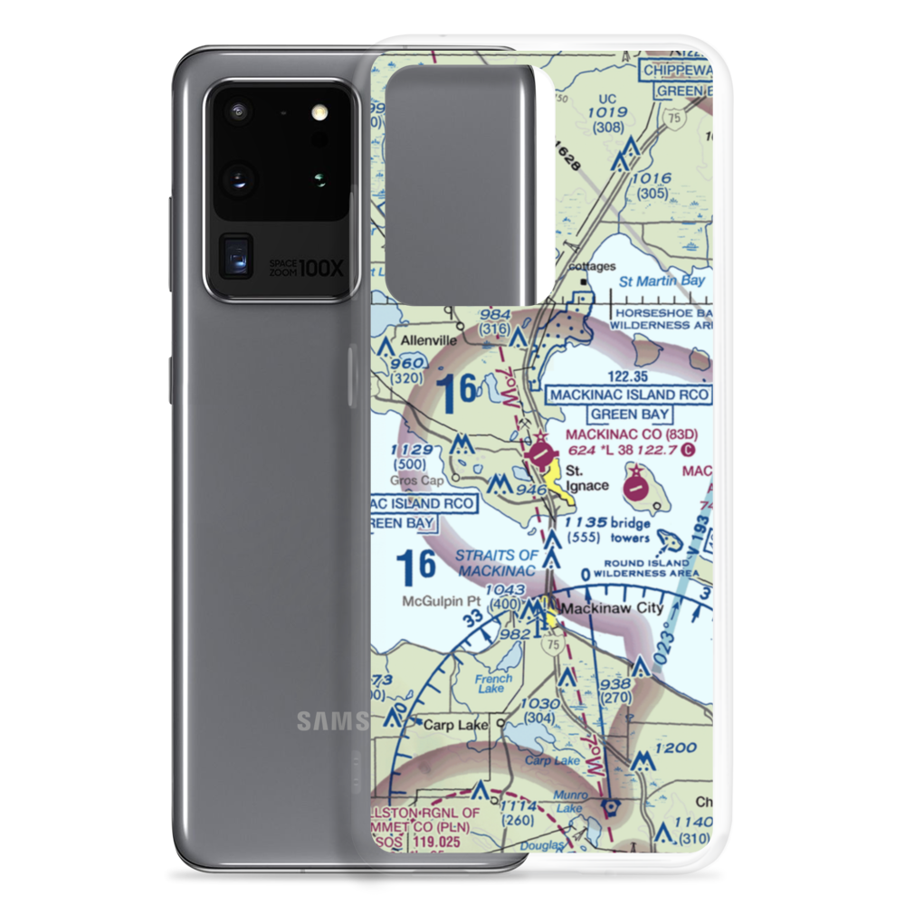 Mackinac County Airport (83D) VFR Sectional Samsung Case Samsung Galaxy S20 Ultra model shown
