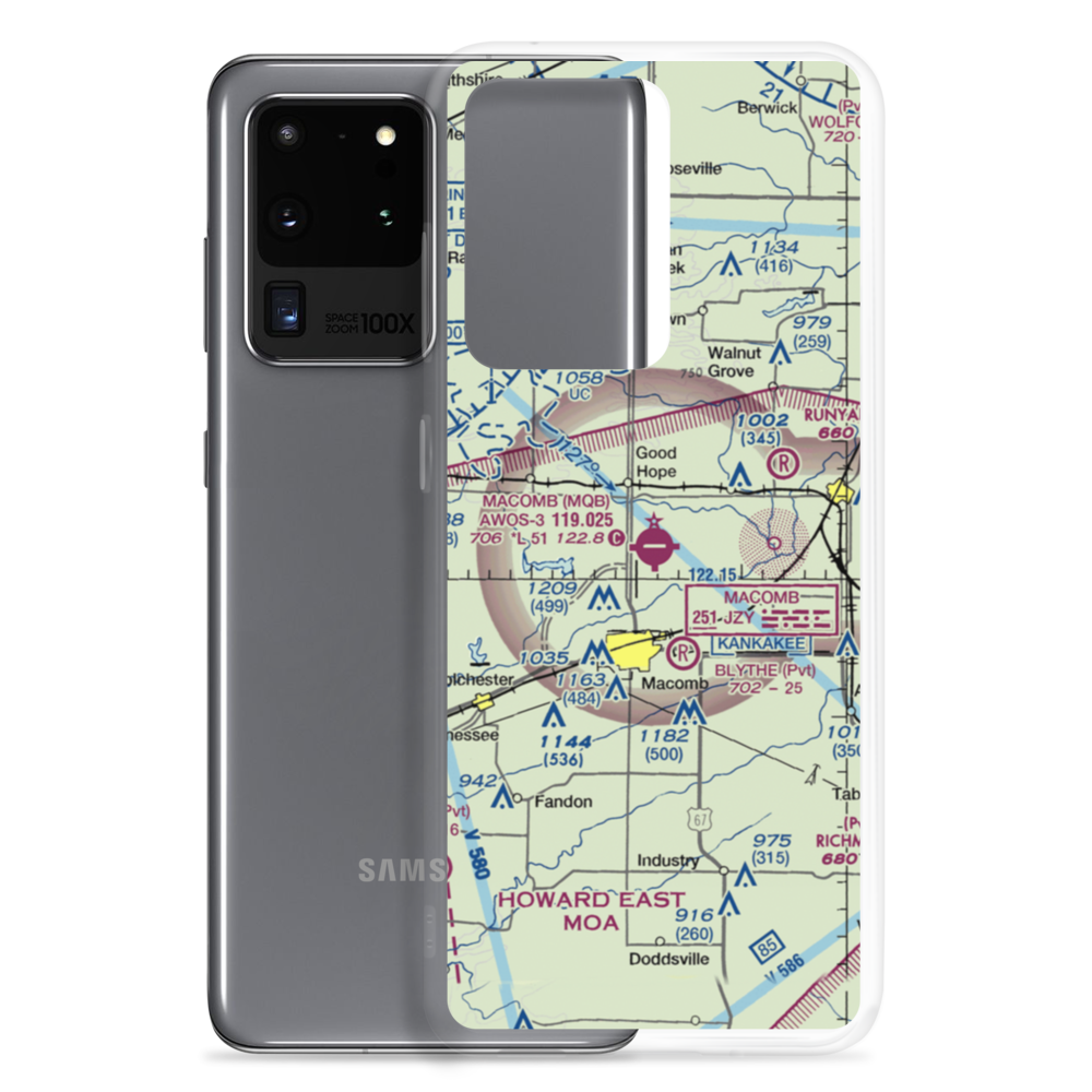 Macomb Municipal Airport (MQB) VFR Sectional Samsung Case Samsung Galaxy S20 Ultra model shown