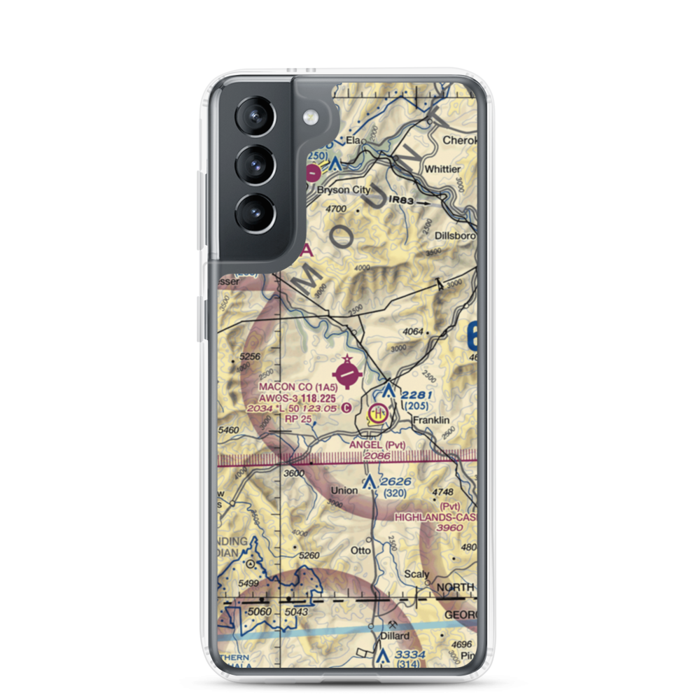 Macon County Airport (1A5) VFR Sectional Samsung Case Samsung Galaxy S21 model shown