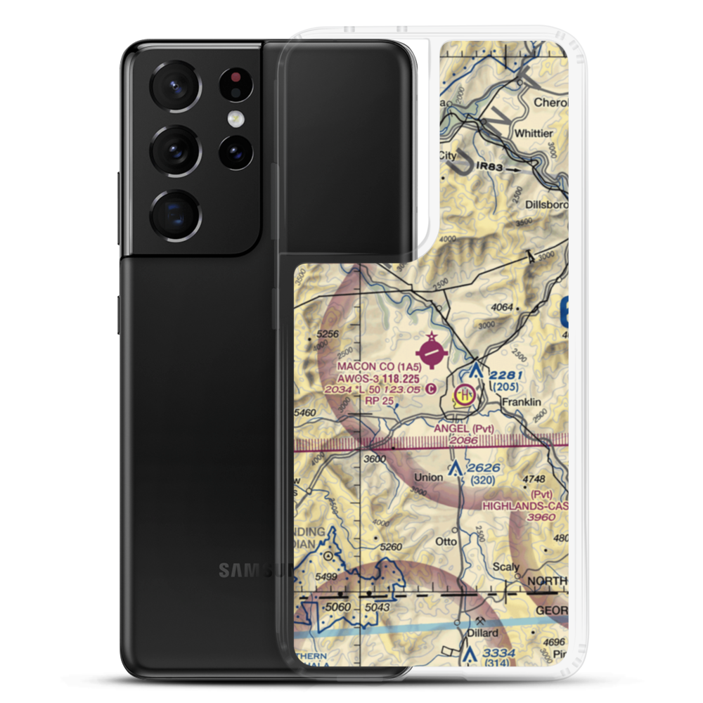Macon County Airport (1A5) VFR Sectional Samsung Case Samsung Galaxy S21 Ultra model shown