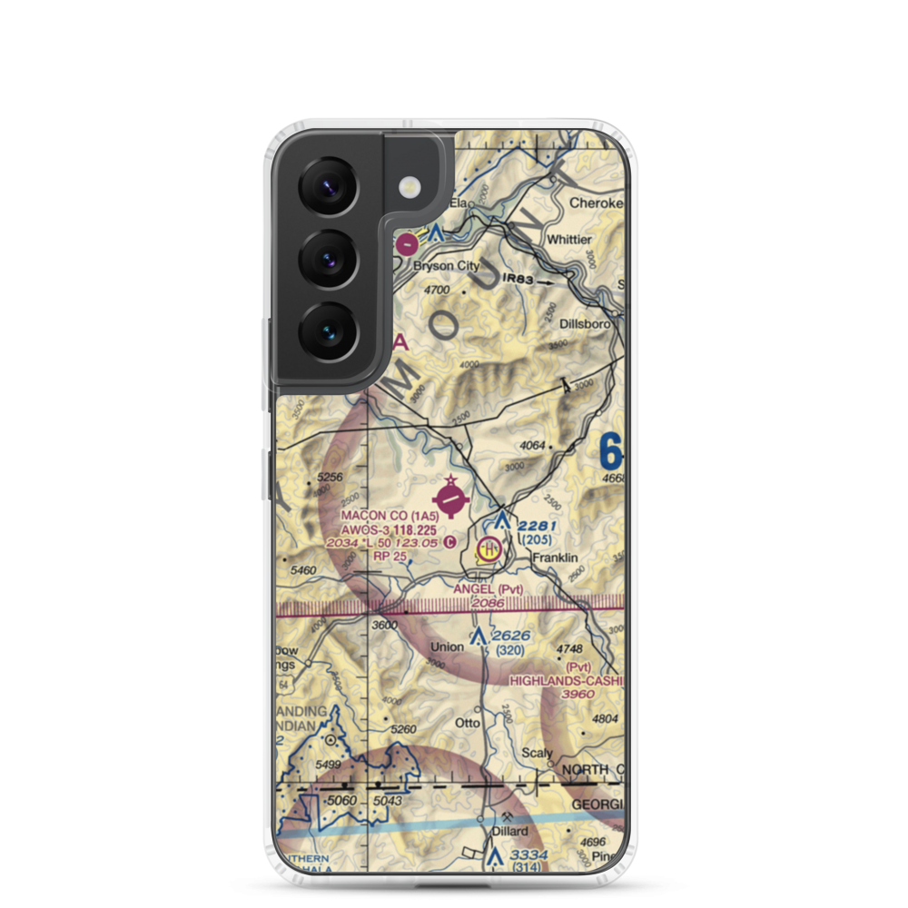 Macon County Airport (1A5) VFR Sectional Samsung Case Samsung Galaxy S22 model shown