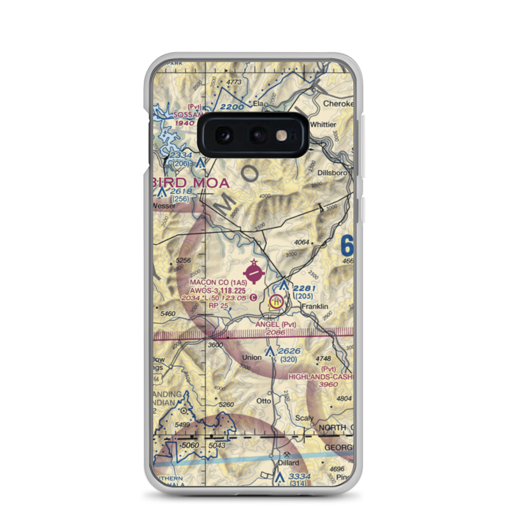 Macon County Airport (1A5) VFR Sectional Samsung Case Samsung Galaxy S10e model shown