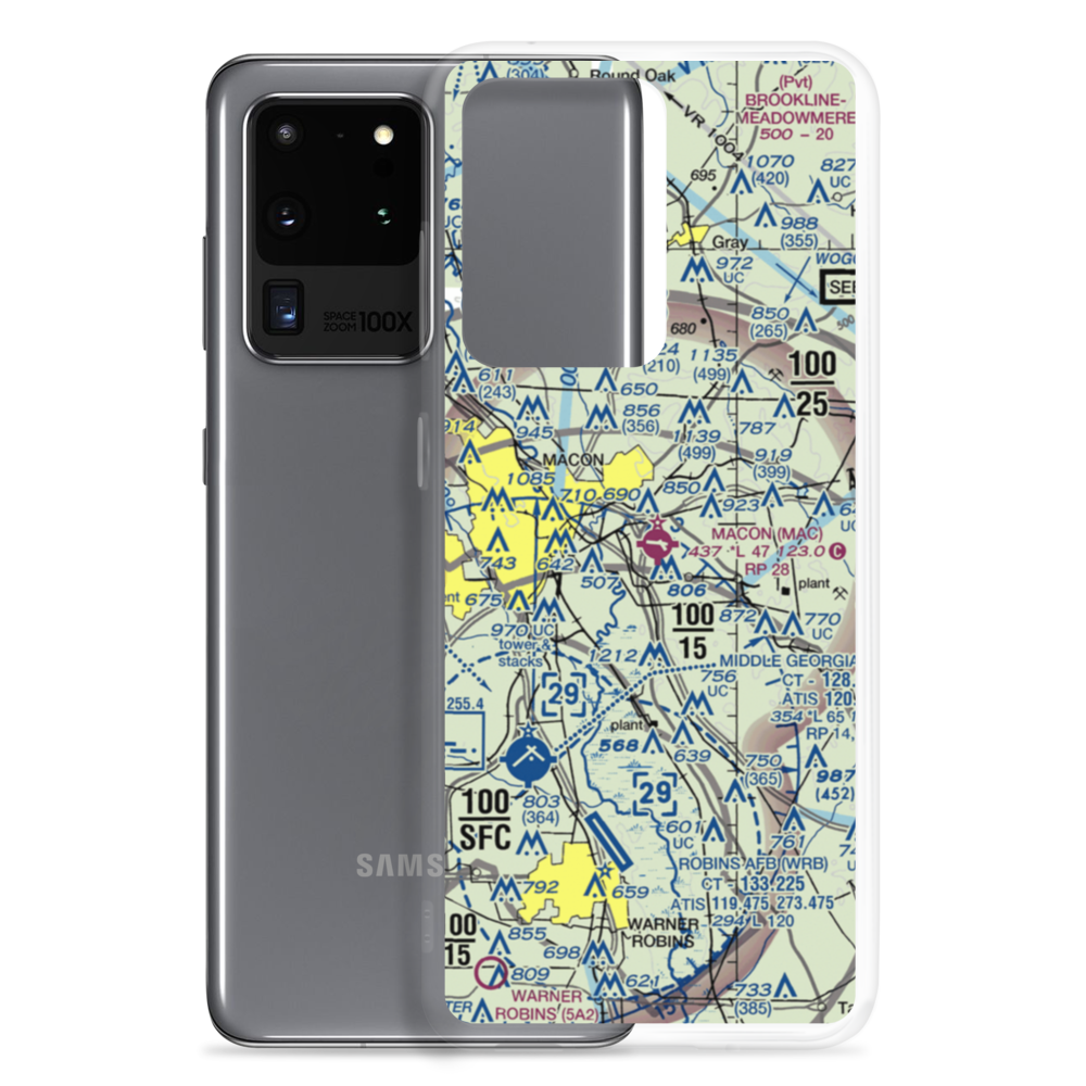 Macon Downtown Airport (MAC) VFR Sectional Samsung Case Samsung Galaxy S20 Ultra model shown