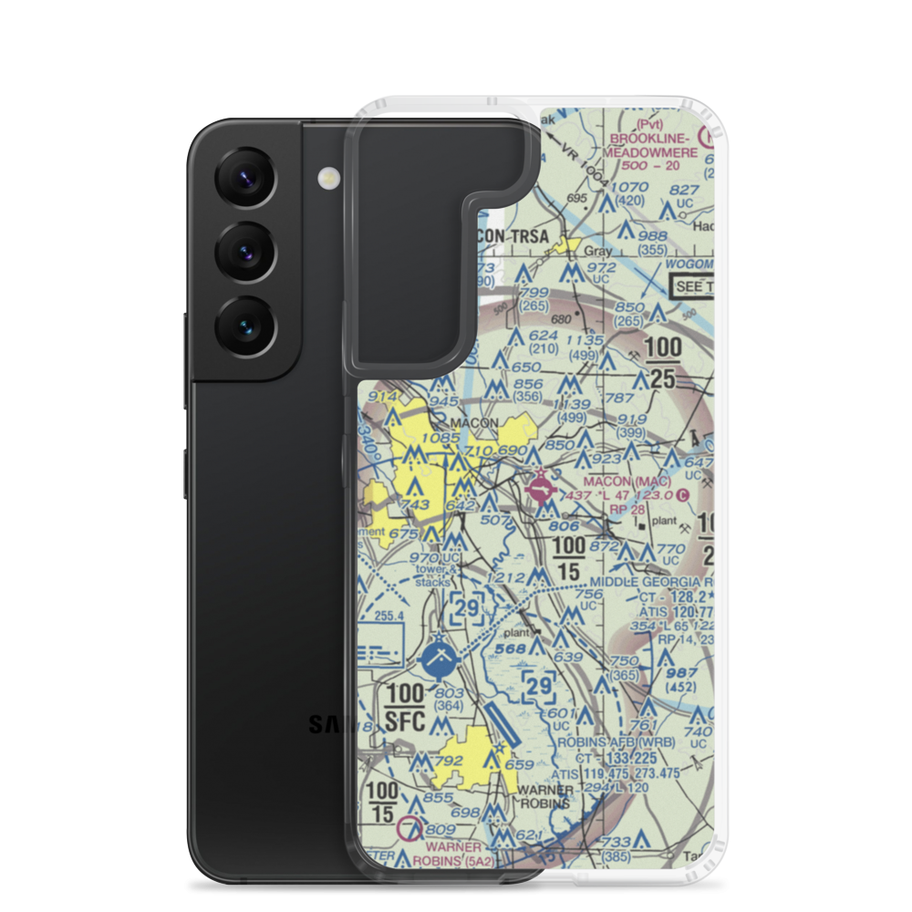 Macon Downtown Airport (MAC) VFR Sectional Samsung Case Samsung Galaxy S22 model shown