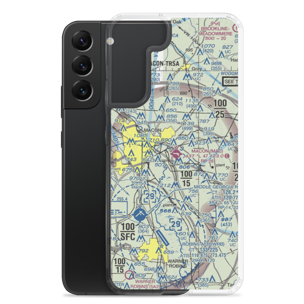 Macon Downtown Airport (MAC) VFR Sectional Samsung Case Samsung Galaxy S22 Plus model shown