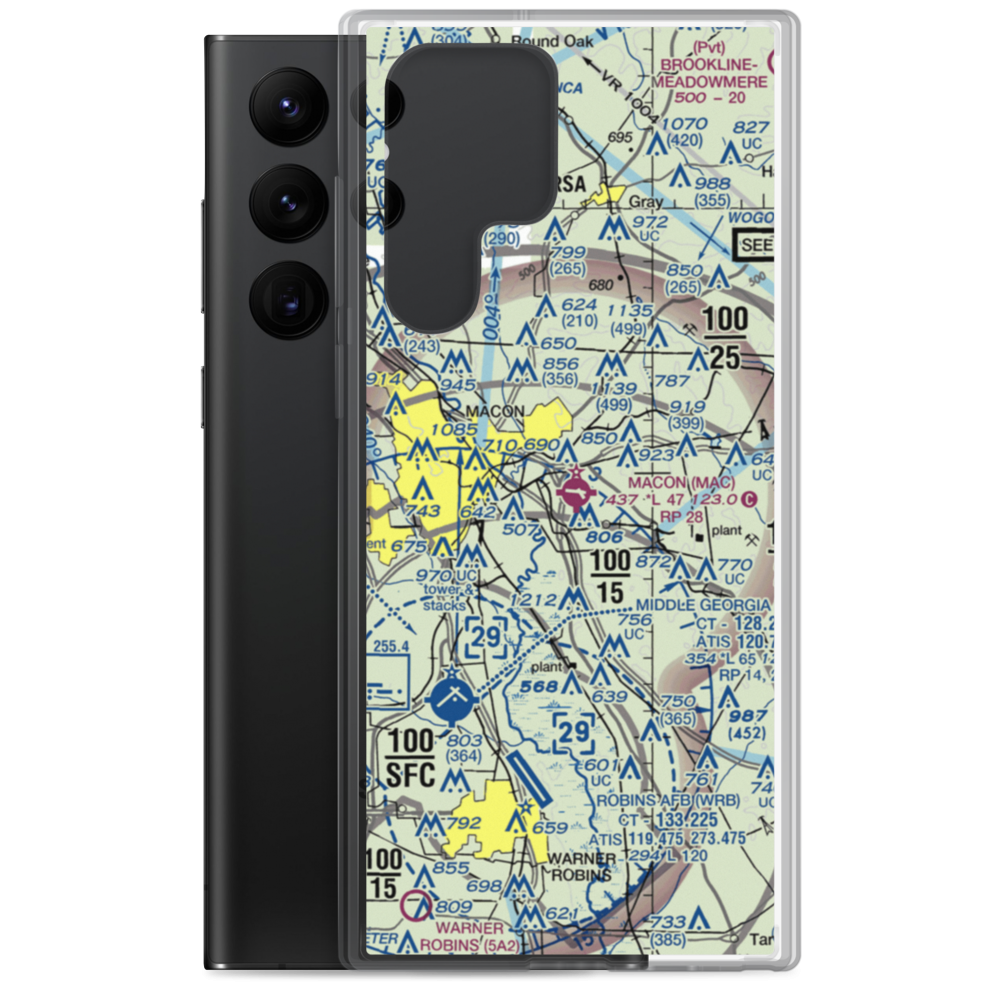 Macon Downtown Airport (MAC) VFR Sectional Samsung Case Samsung Galaxy S22 Ultra model shown