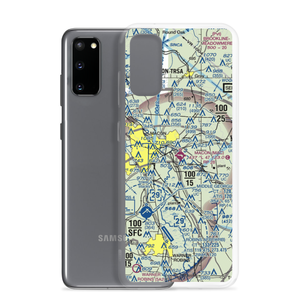 Macon Downtown Airport (MAC) VFR Sectional Samsung Case Samsung Galaxy S20 model shown
