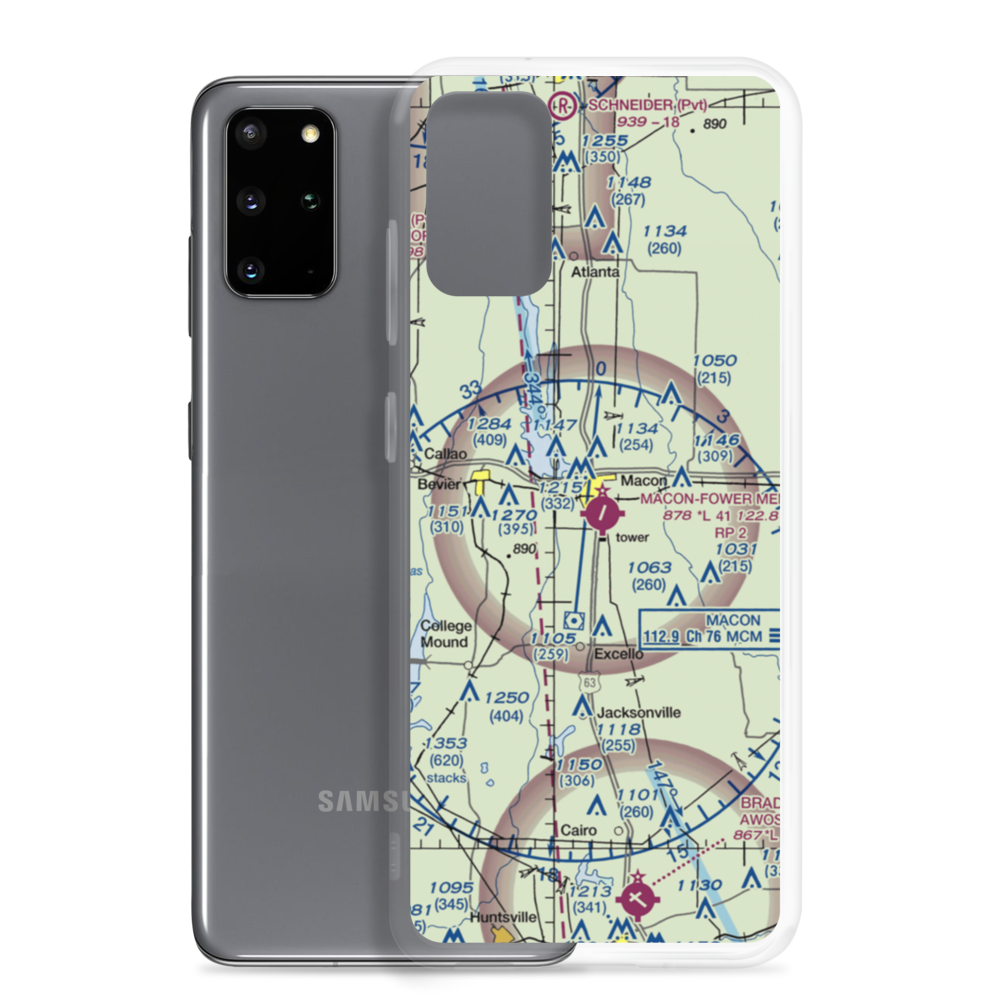 Macon Fower Memorial Airport (K89) VFR Sectional Samsung Case Samsung Galaxy S20 Plus model shown