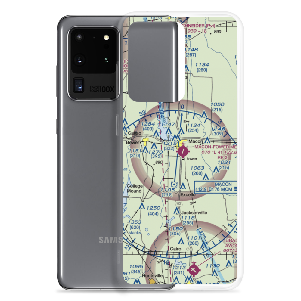 Macon Fower Memorial Airport (K89) VFR Sectional Samsung Case Samsung Galaxy S20 Ultra model shown