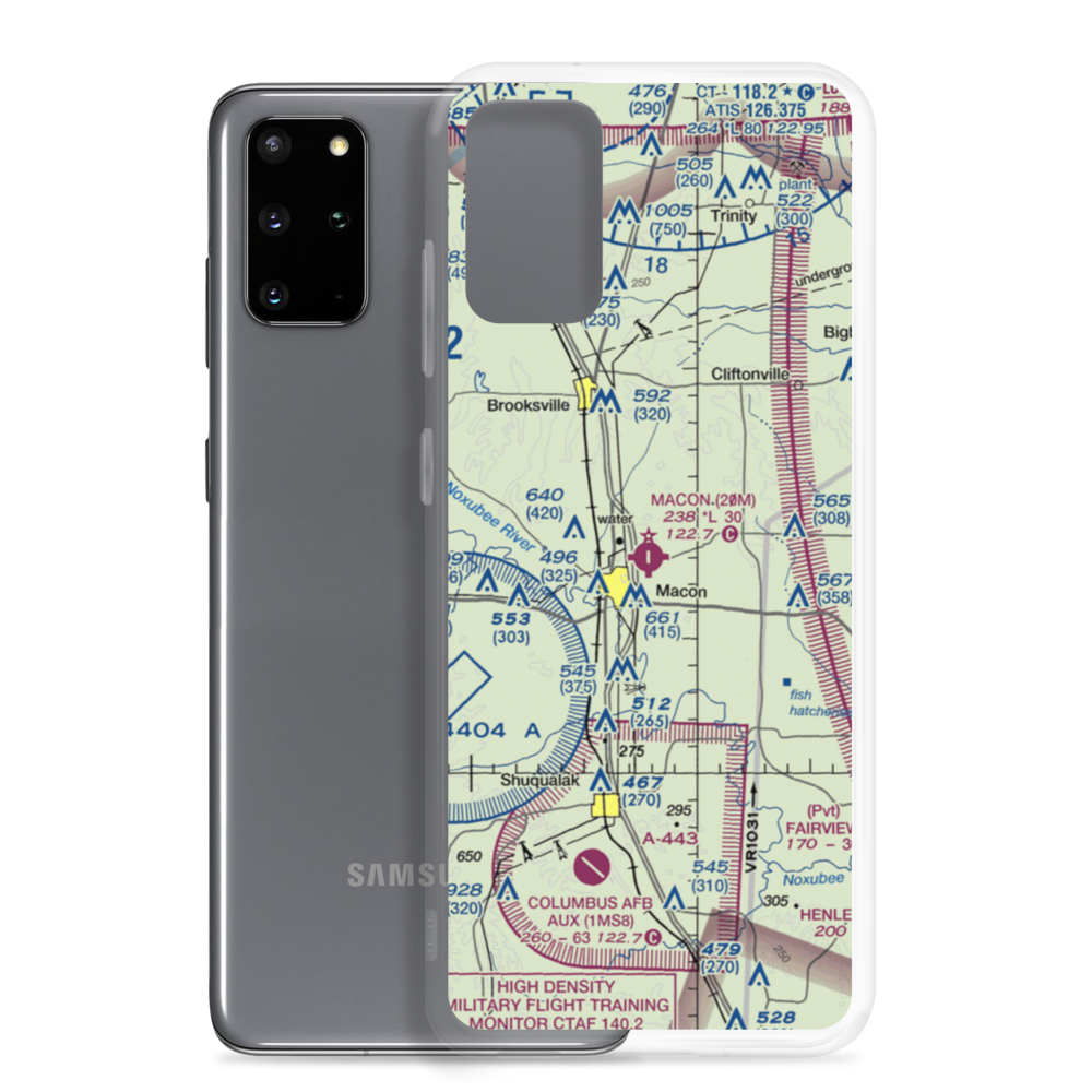 Macon Municipal Airport (20M) VFR Sectional Samsung Case Samsung Galaxy S20 Plus model shown