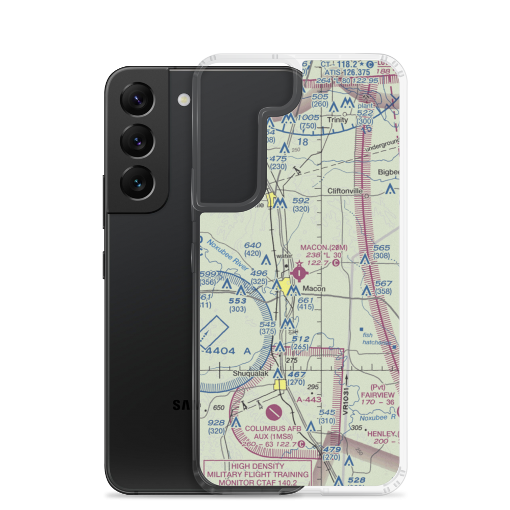 Macon Municipal Airport (20M) VFR Sectional Samsung Case Samsung Galaxy S22 model shown