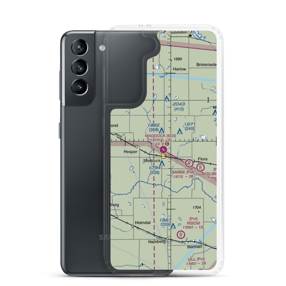 Maddock Municipal Airport (6D3) VFR Sectional Samsung Case Samsung Galaxy S21 model shown