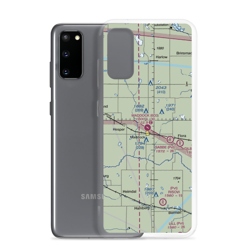 Maddock Municipal Airport (6D3) VFR Sectional Samsung Case Samsung Galaxy S20 model shown