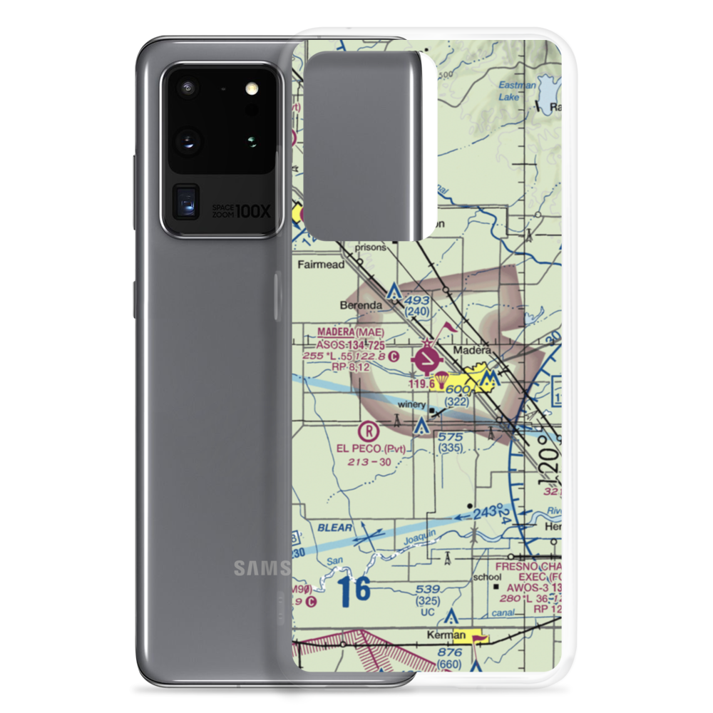 Madera Municipal Airport (MAE) VFR Sectional Samsung Case Samsung Galaxy S20 Ultra model shown