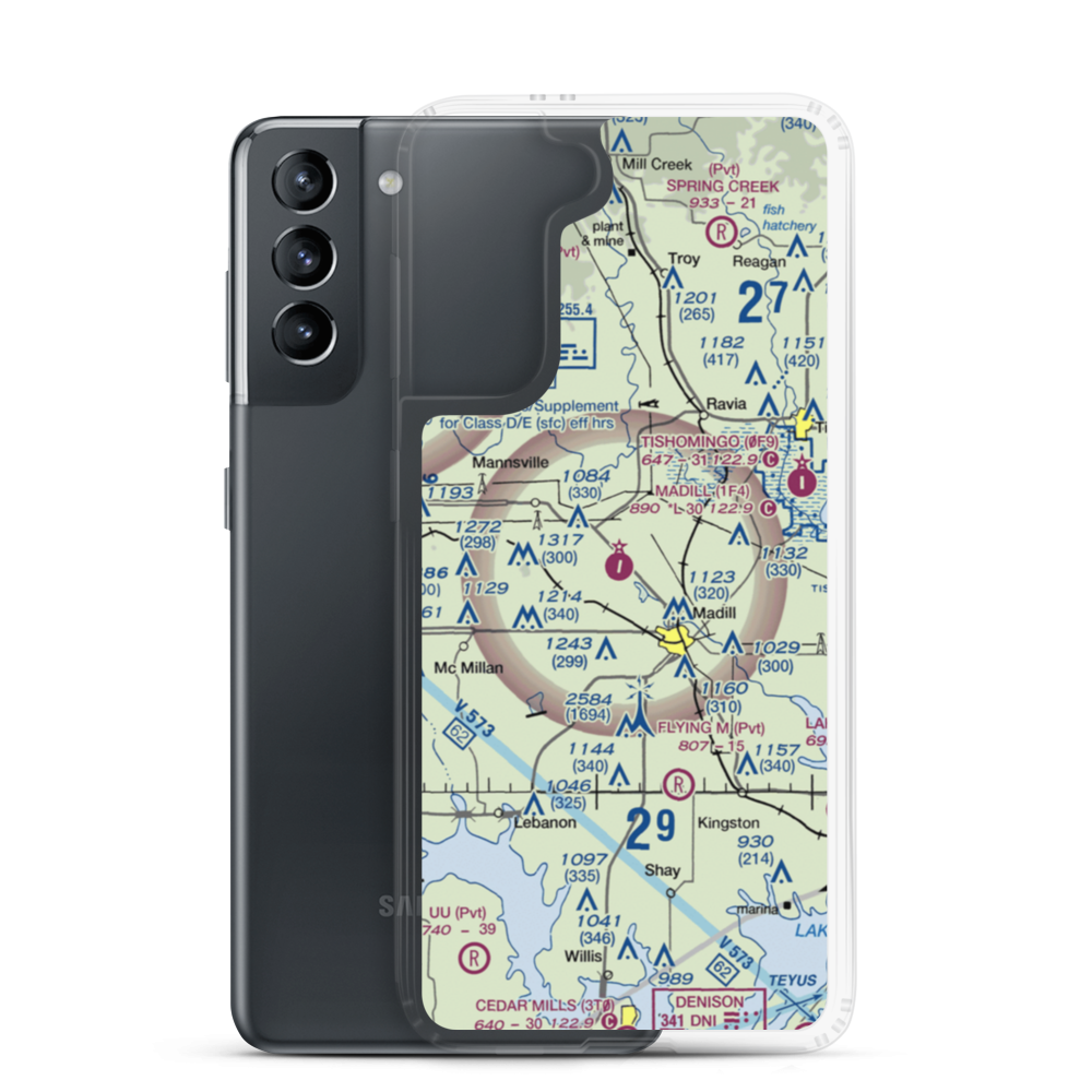 Madill Municipal Airport (1F4) VFR Sectional Samsung Case Samsung Galaxy S21 model shown