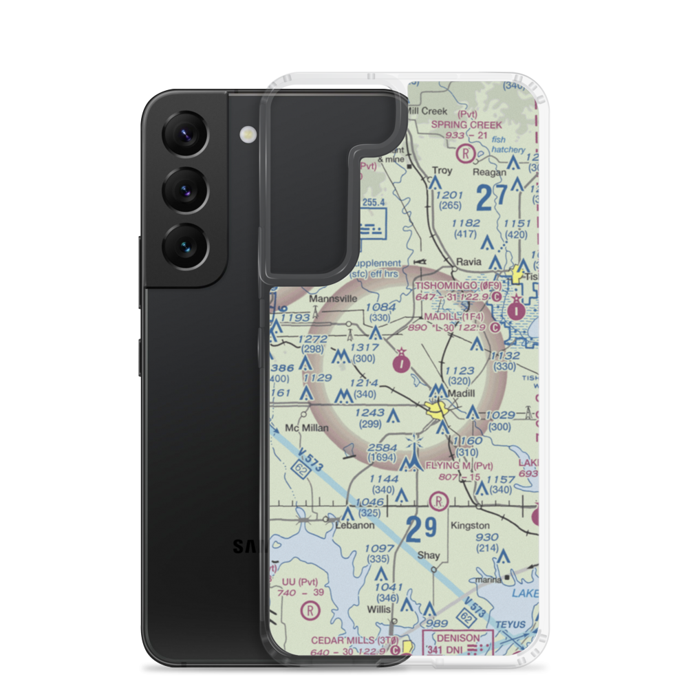 Madill Municipal Airport (1F4) VFR Sectional Samsung Case Samsung Galaxy S22 model shown