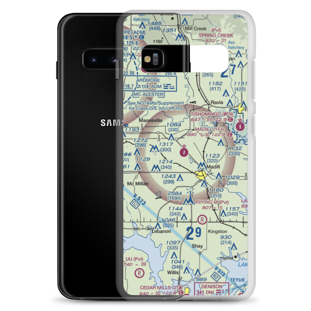 Madill Municipal Airport (1F4) VFR Sectional Samsung Case Samsung Galaxy S10+ model shown
