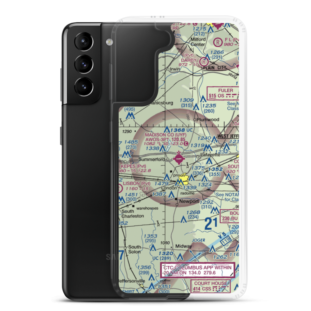 Madison County Airport (UYF) VFR Sectional Samsung Case Samsung Galaxy S21 Plus model shown