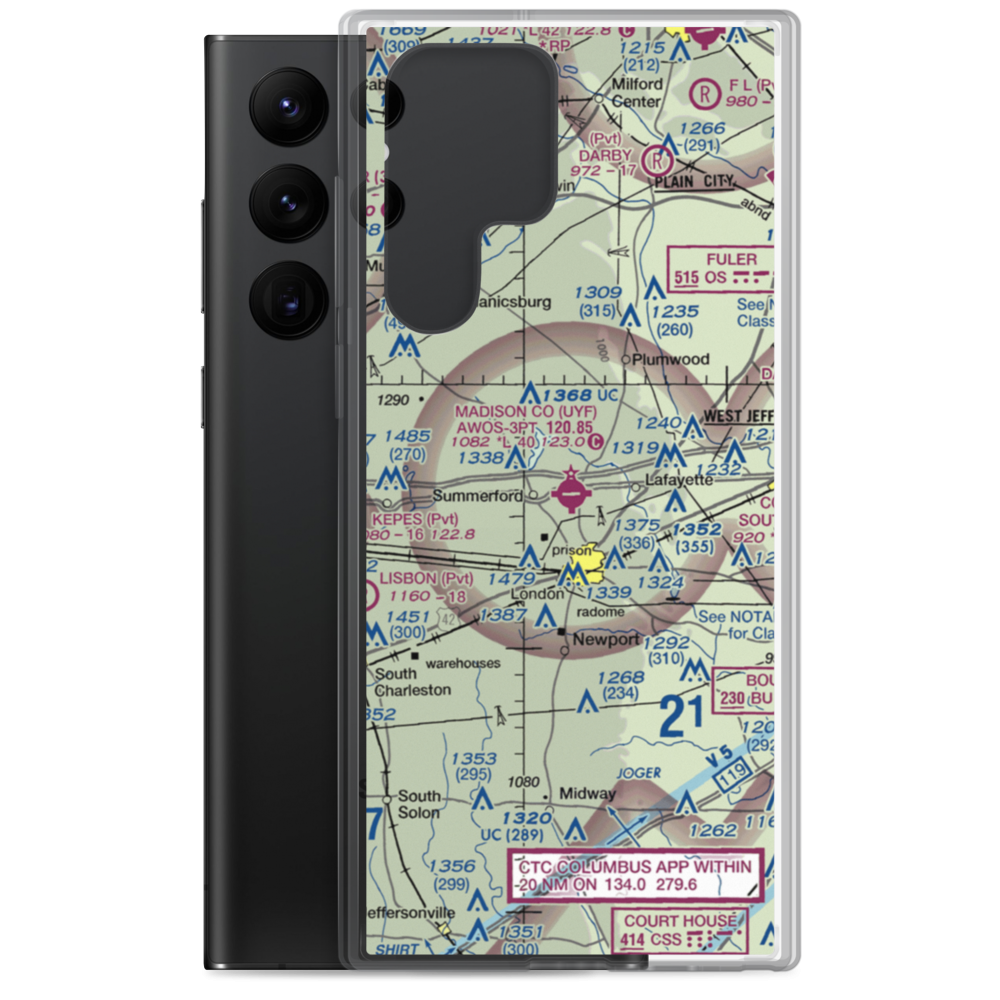 Madison County Airport (UYF) VFR Sectional Samsung Case Samsung Galaxy S22 Ultra model shown