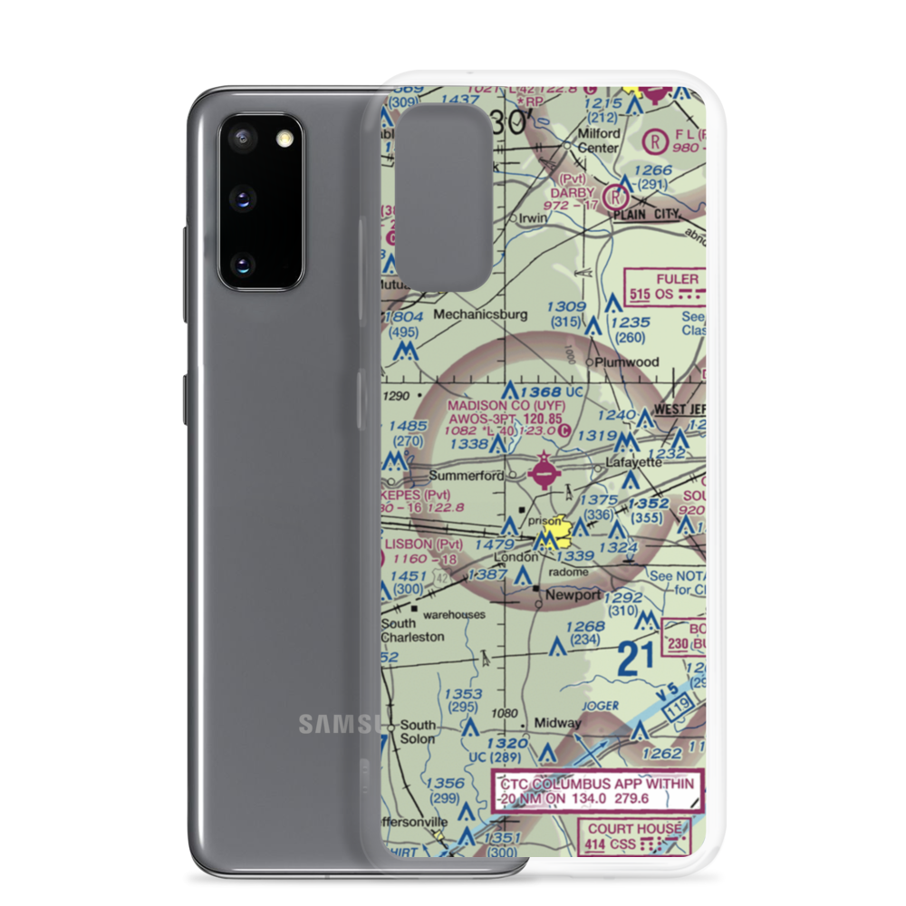 Madison County Airport (UYF) VFR Sectional Samsung Case Samsung Galaxy S20 model shown