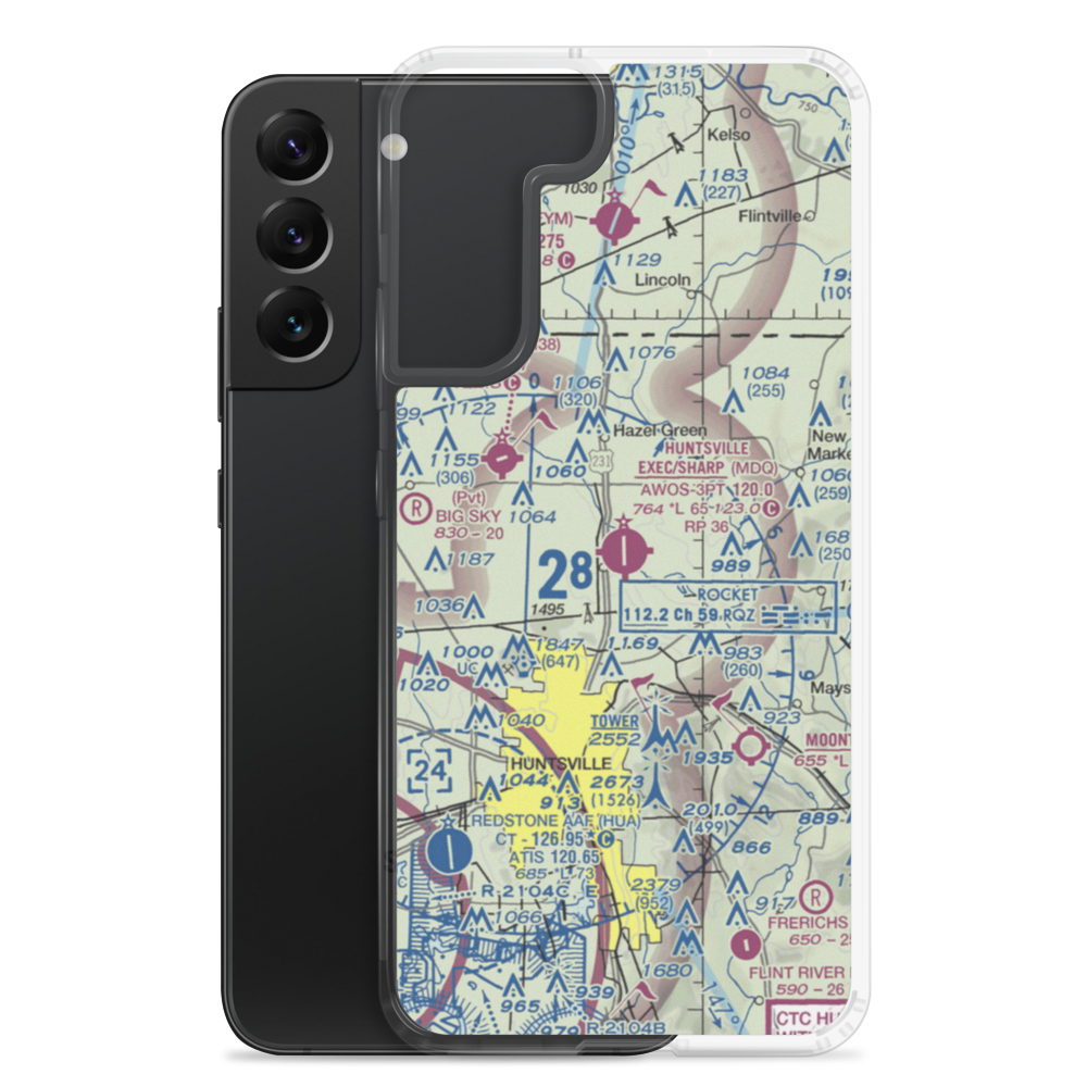 Madison County Executive Airport-Tom Sharp Jr Field (MDQ) VFR Sectional Samsung Case Samsung Galaxy S22 Plus model shown