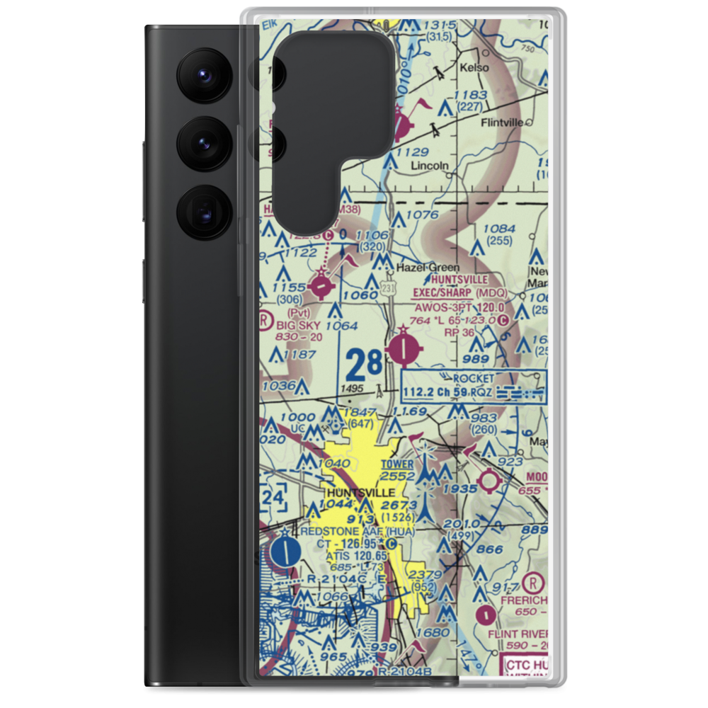 Madison County Executive Airport-Tom Sharp Jr Field (MDQ) VFR Sectional Samsung Case Samsung Galaxy S22 Ultra model shown