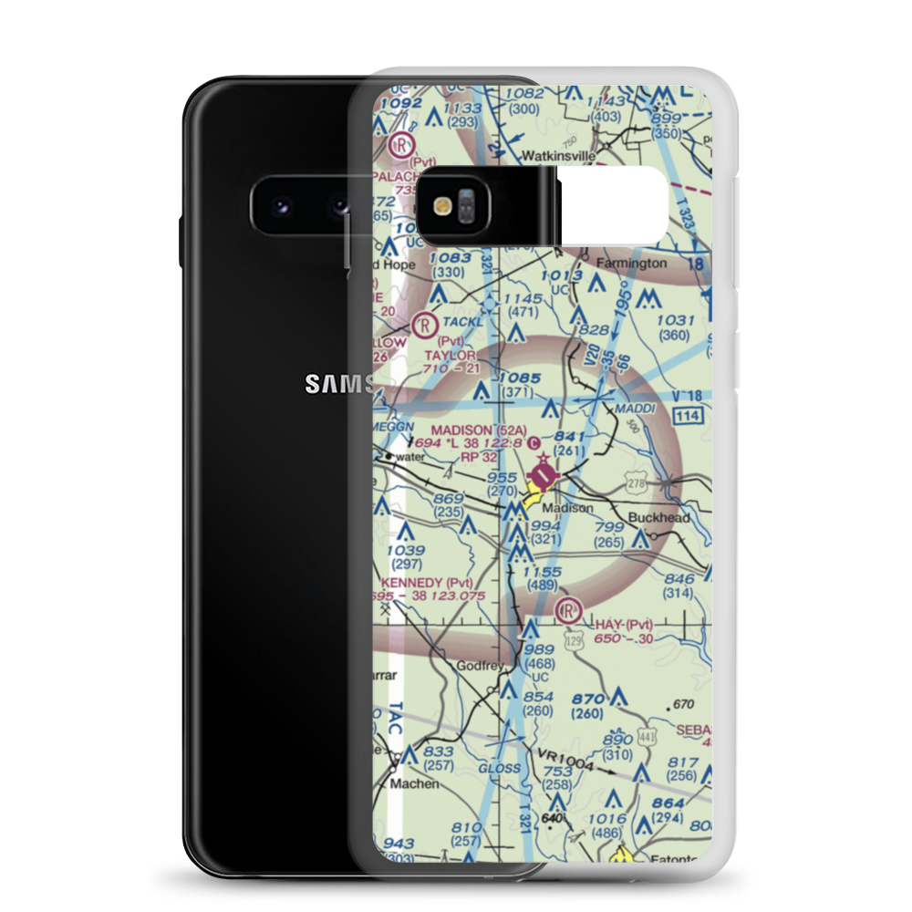 Madison Municipal Airport (52A) VFR Sectional Samsung Case Samsung Galaxy S10 model shown