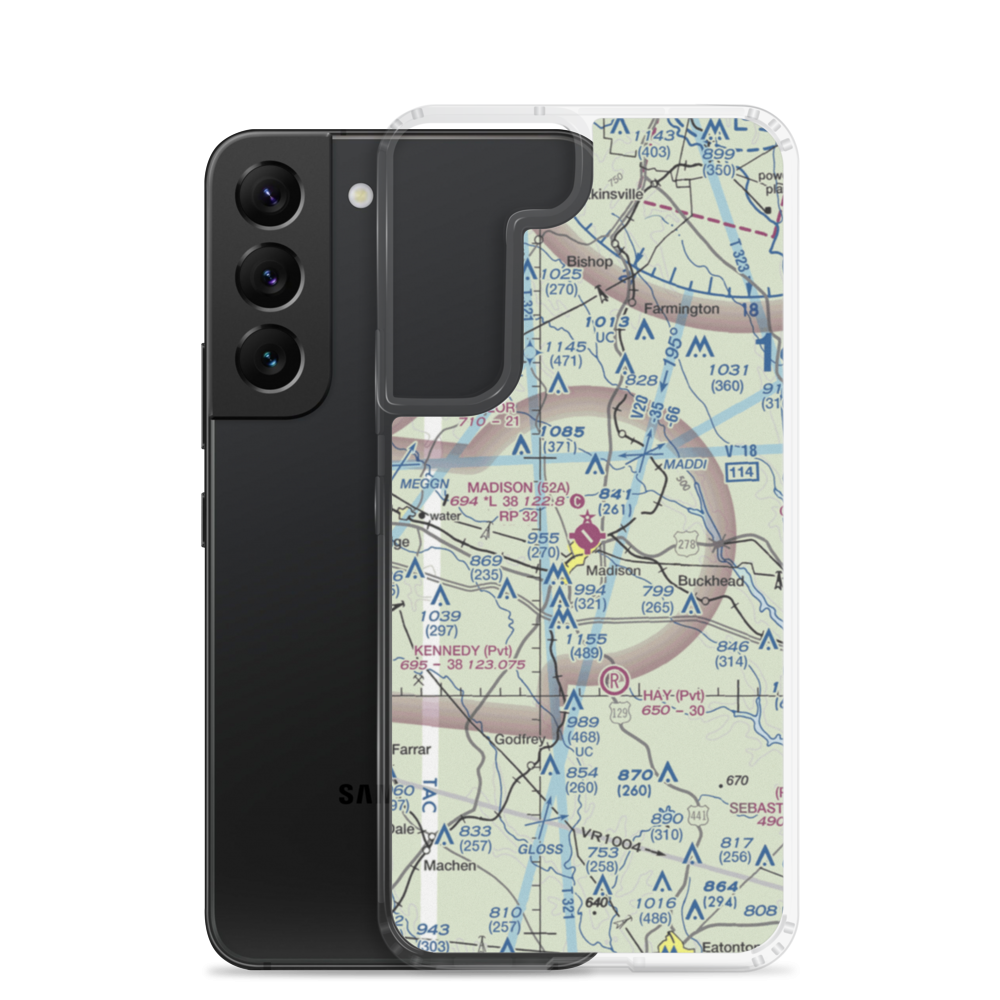 Madison Municipal Airport (52A) VFR Sectional Samsung Case Samsung Galaxy S22 model shown