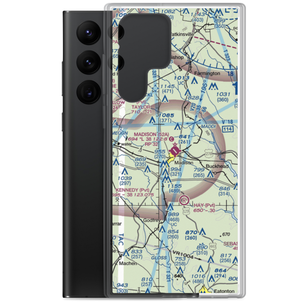 Madison Municipal Airport (52A) VFR Sectional Samsung Case Samsung Galaxy S22 Ultra model shown