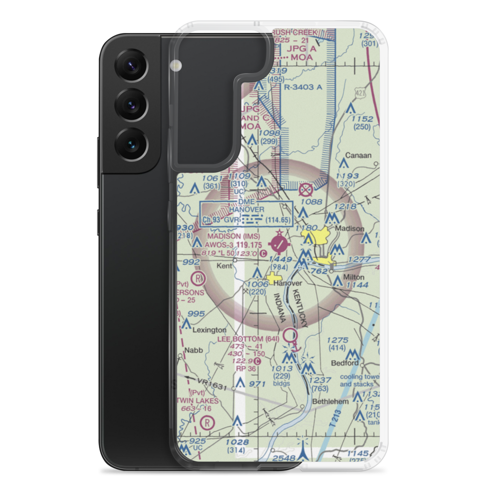 Madison Municipal Airport (IMS) VFR Sectional Samsung Case Samsung Galaxy S22 Plus model shown
