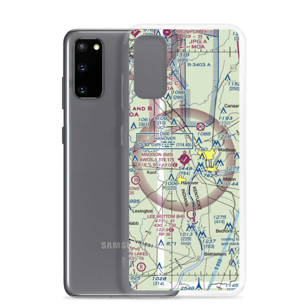 Madison Municipal Airport (IMS) VFR Sectional Samsung Case Samsung Galaxy S20 model shown