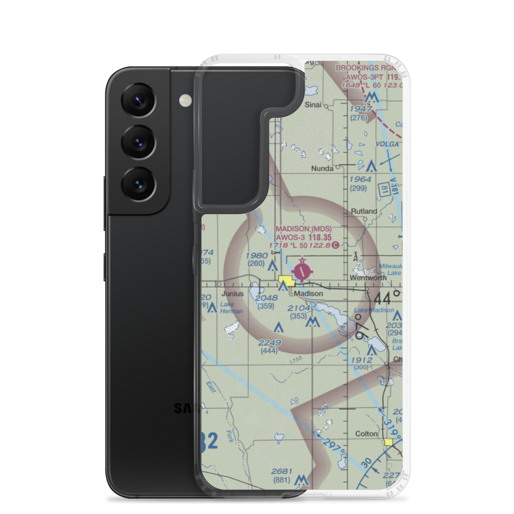 Madison Municipal Airport (MDS) VFR Sectional Samsung Case Samsung Galaxy S22 model shown