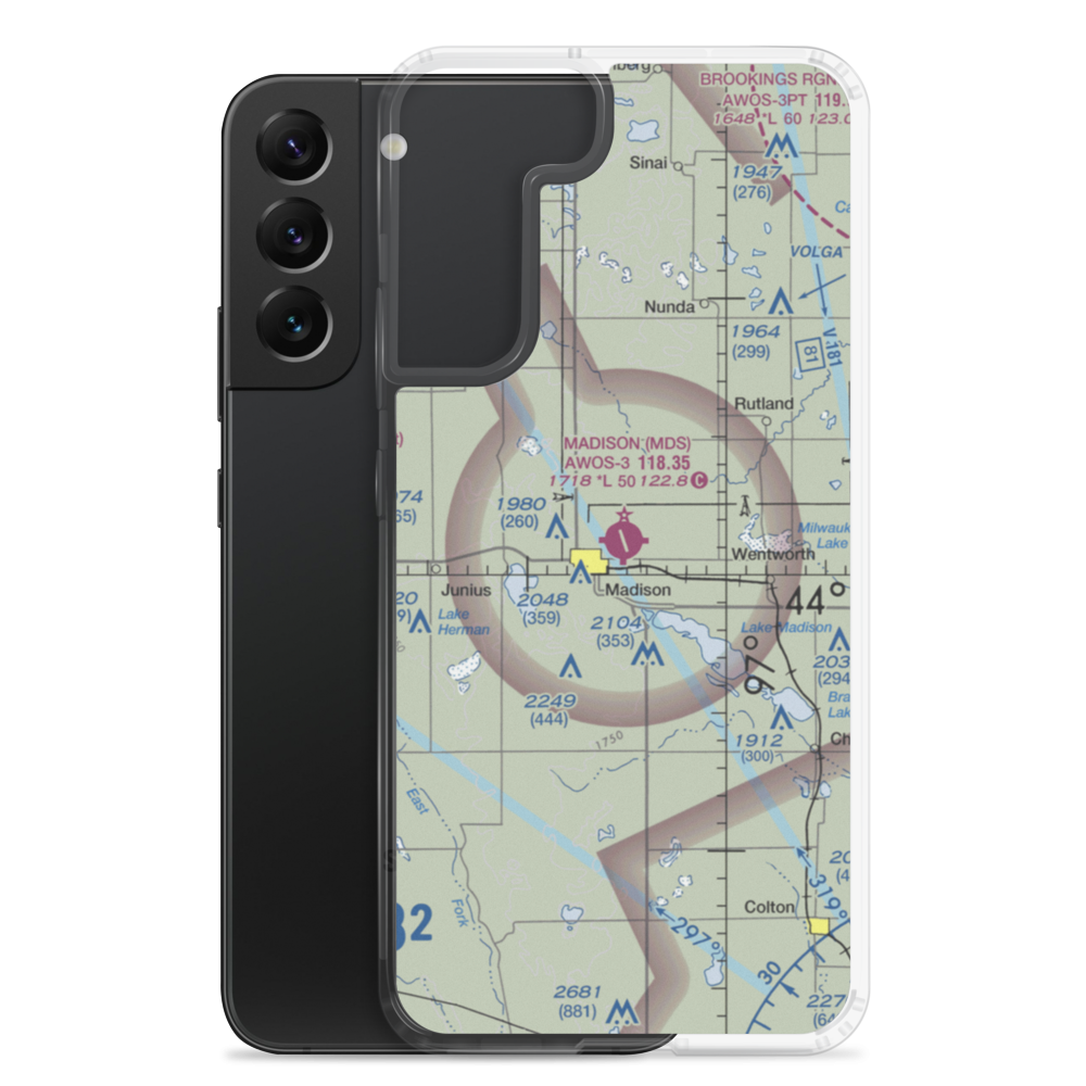 Madison Municipal Airport (MDS) VFR Sectional Samsung Case Samsung Galaxy S22 Plus model shown