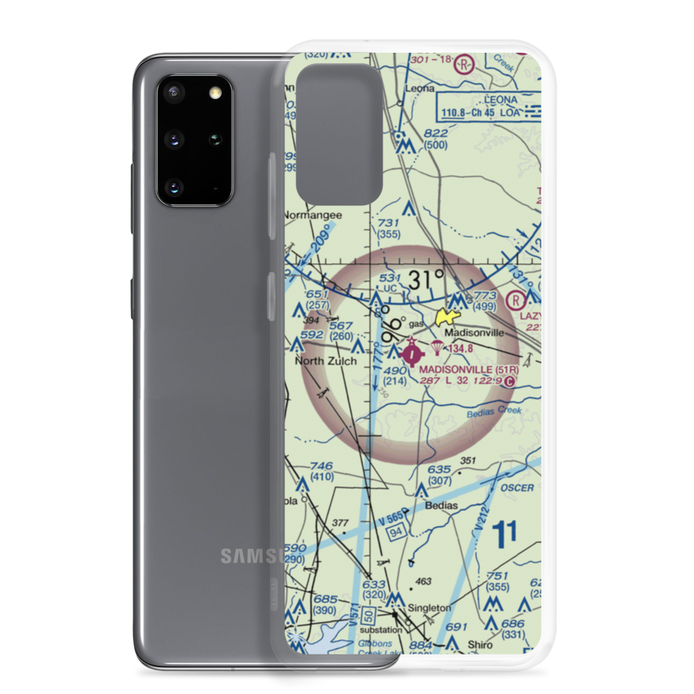 Madisonville Municipal Airport (51R) VFR Sectional Samsung Case Samsung Galaxy S20 Plus model shown