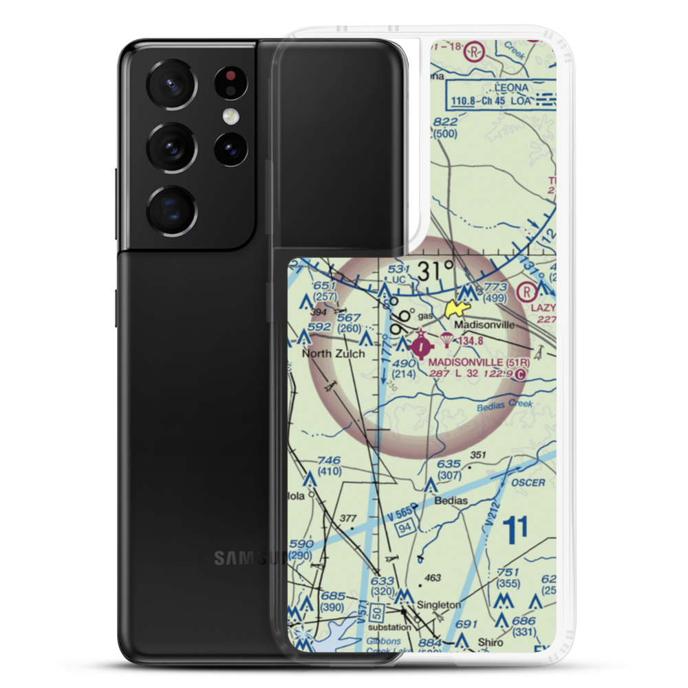 Madisonville Municipal Airport (51R) VFR Sectional Samsung Case Samsung Galaxy S21 Ultra model shown