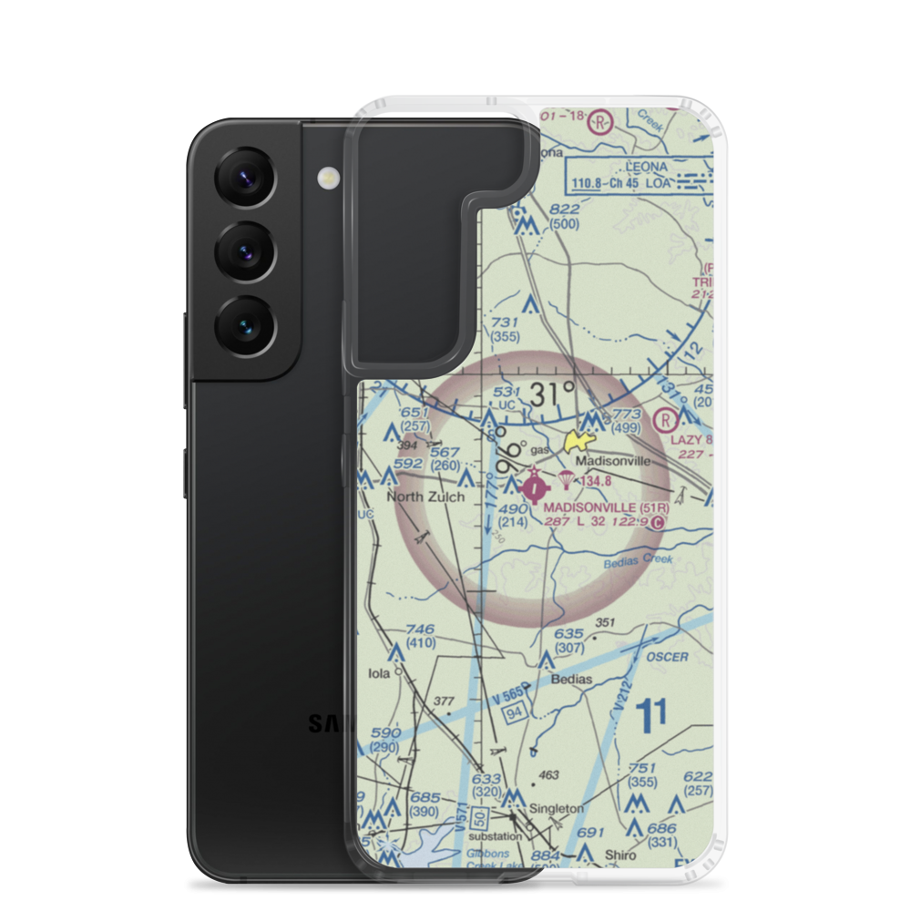 Madisonville Municipal Airport (51R) VFR Sectional Samsung Case Samsung Galaxy S22 model shown