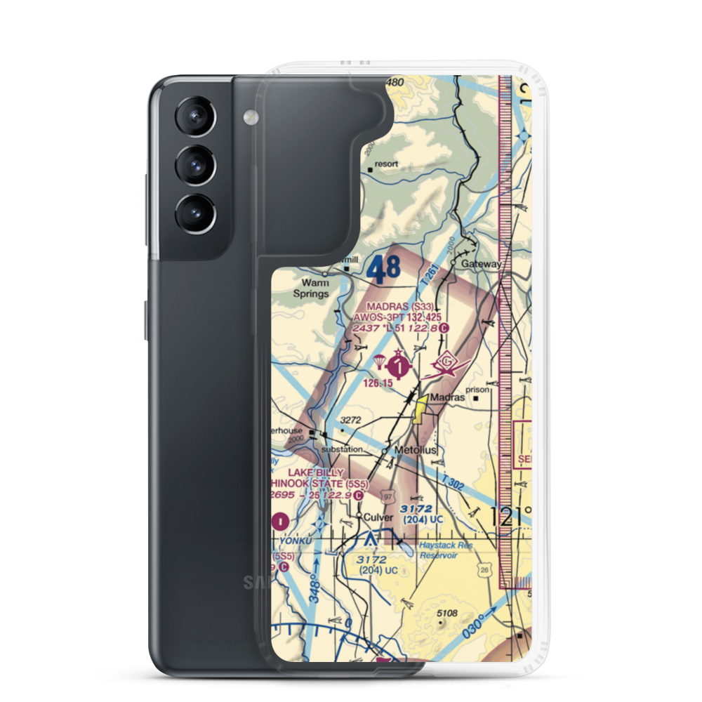 Madras Municipal Airport (S33) VFR Sectional Samsung Case Samsung Galaxy S21 model shown