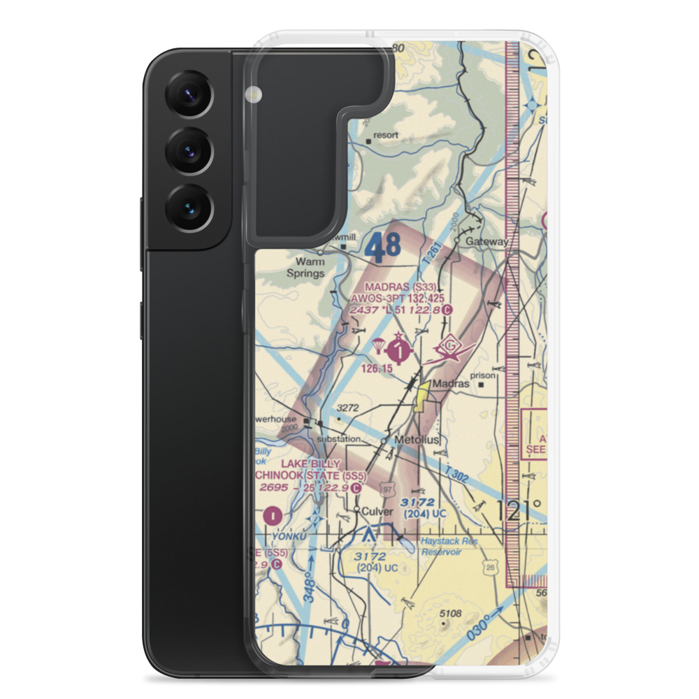 Madras Municipal Airport (S33) VFR Sectional Samsung Case Samsung Galaxy S22 Plus model shown