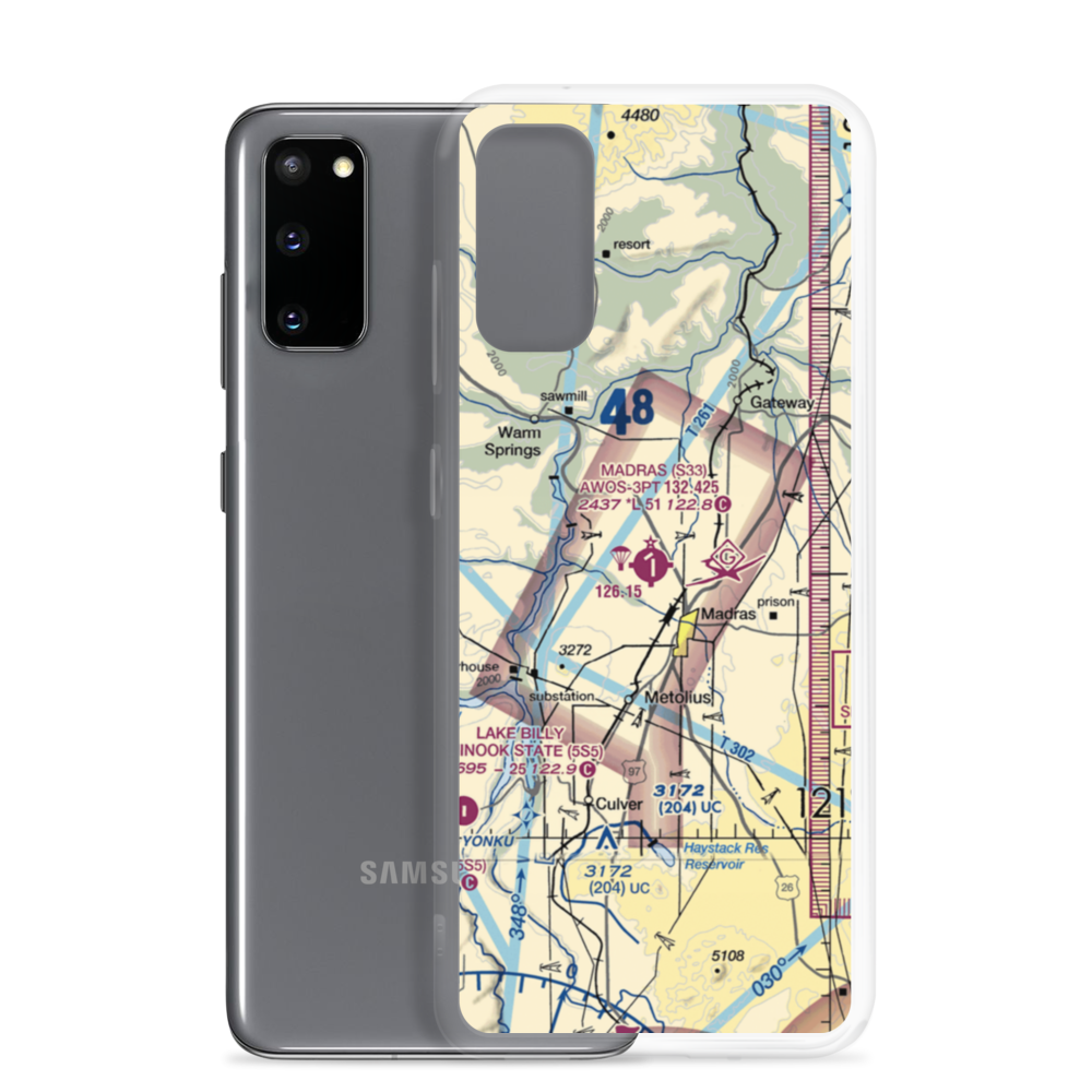 Madras Municipal Airport (S33) VFR Sectional Samsung Case Samsung Galaxy S20 model shown