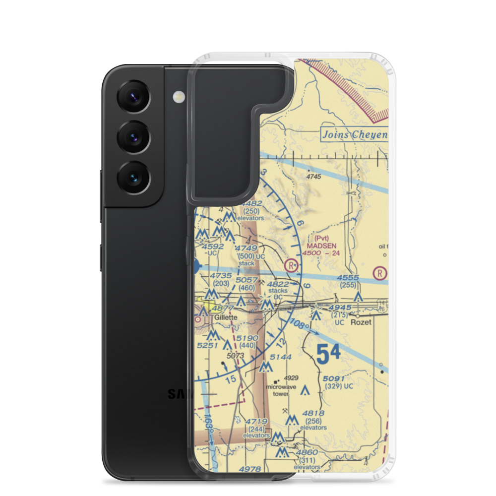 Madsen Airport (WY65) VFR Sectional Samsung Case Samsung Galaxy S22 model shown
