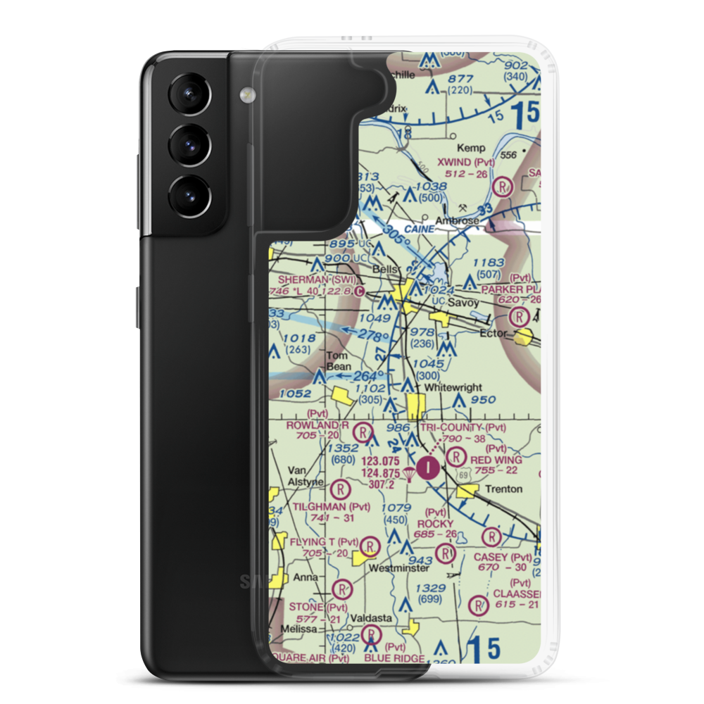 Mag Drop Airport (20TA) VFR Sectional Samsung Case Samsung Galaxy S21 Plus model shown